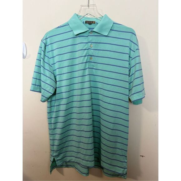 Peter Millar Other - Peter Millar Summer Comfort Golf Mens Stretch Green Blue Striped Polo Shirt Medi